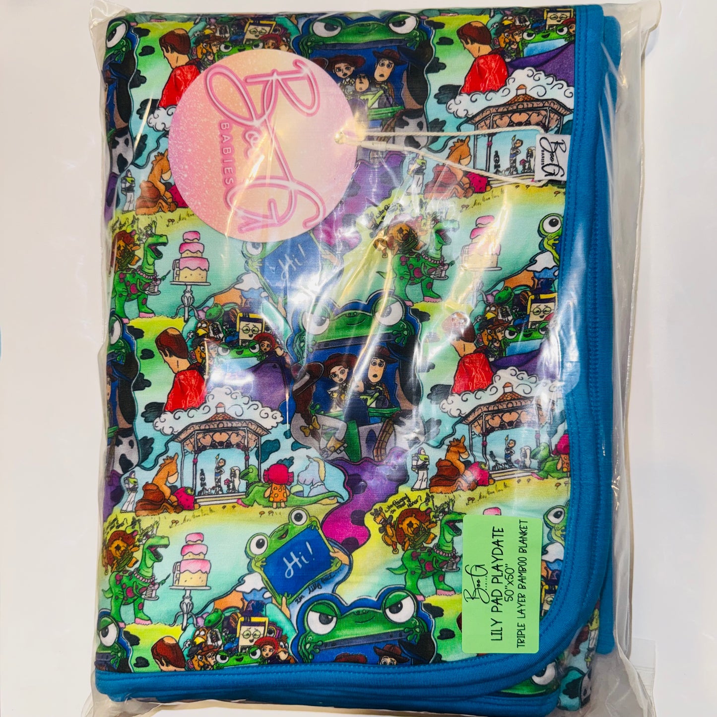 Lily Pad Playdate Triple Layer Bamboo Blanket