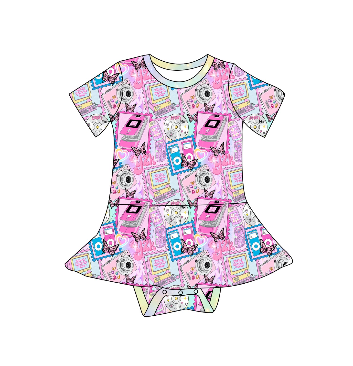 Y2K Short Sleeve Bodysuit Twirl
