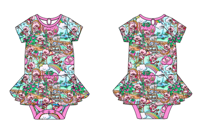 The Berry Patch Short Sleeve Bodysuit Twirl Dress