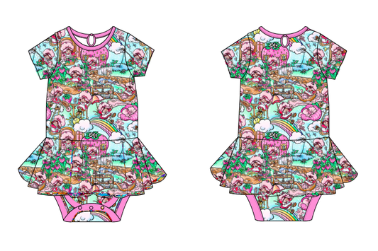 The Berry Patch Short Sleeve Bodysuit Twirl Dress