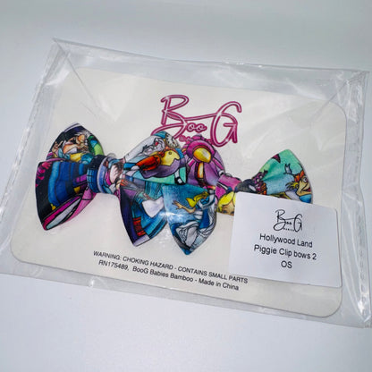 Hollywood Land Piggie Bamboo Bow Clips