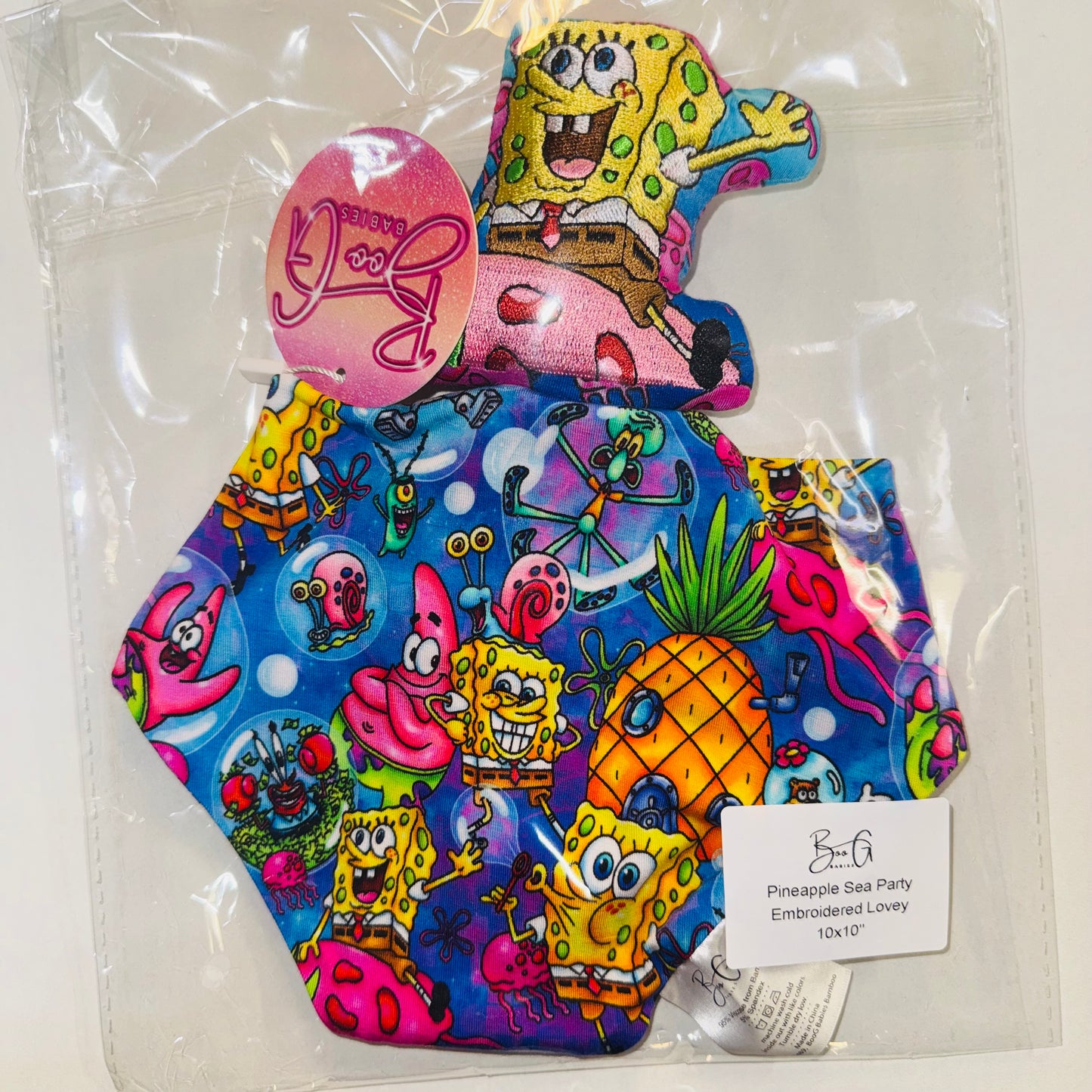 Pineapple Sea Party Character Embroidered Blanket Lovey