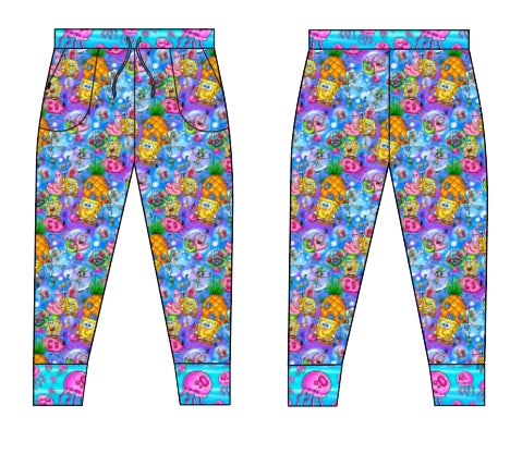 Pineapple Sea Party Bamboo Adult Joggers
