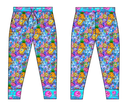 Pineapple Sea Party Bamboo Adult Joggers
