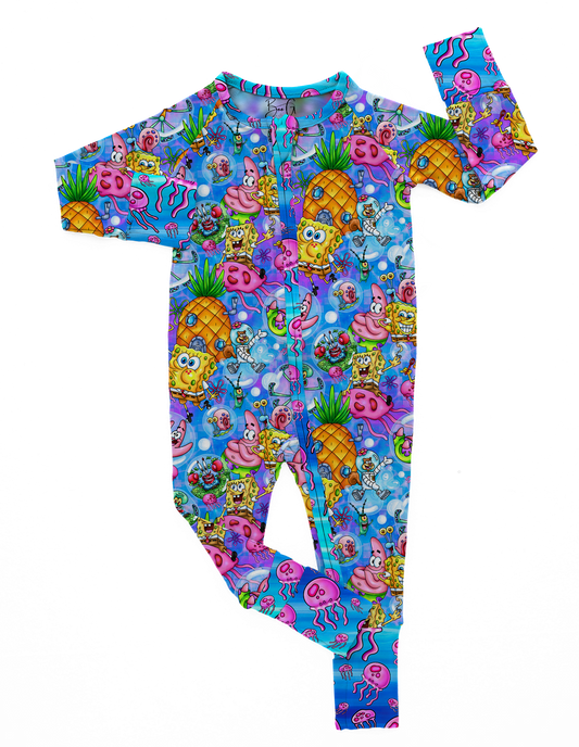 Pineapple Sea Party Bamboo Long Sleeve Convertible Zippy