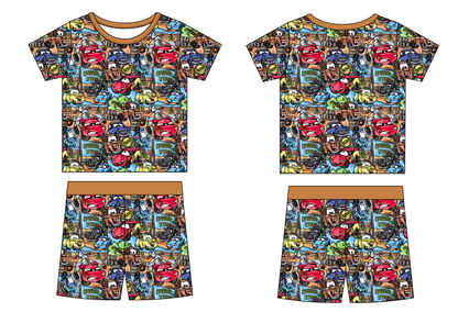 Pit Stop Playground Bamboo 2pc Short Sleeve and Shorts Set