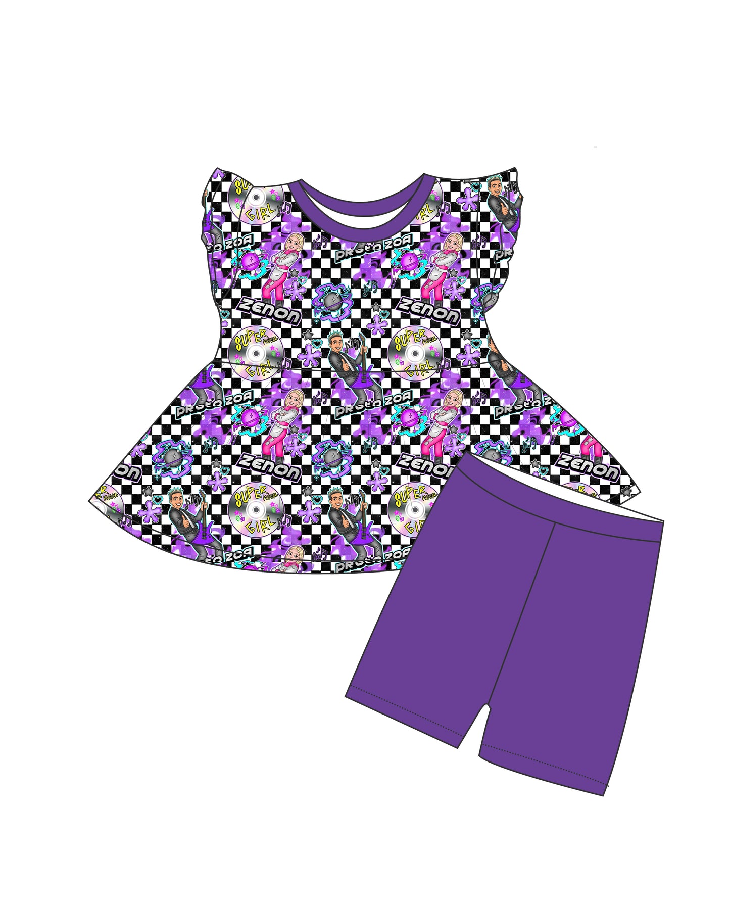 Super Nova Bamboo 2pc Peplum and Shorts Set