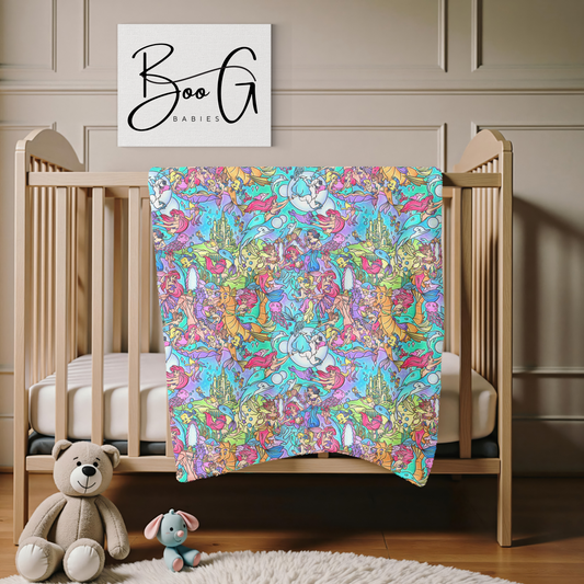 Oceans Treasures Minky Rabbit Fur Plush Back Bamboo Blanket 60x85”