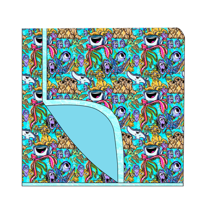 Reef Rascals Minky Rabbit Fur Backed Bamboo Blanket 60x85”
