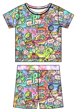 90’s Playdate Bamboo 2pc Short Sleeve and Shorts Set